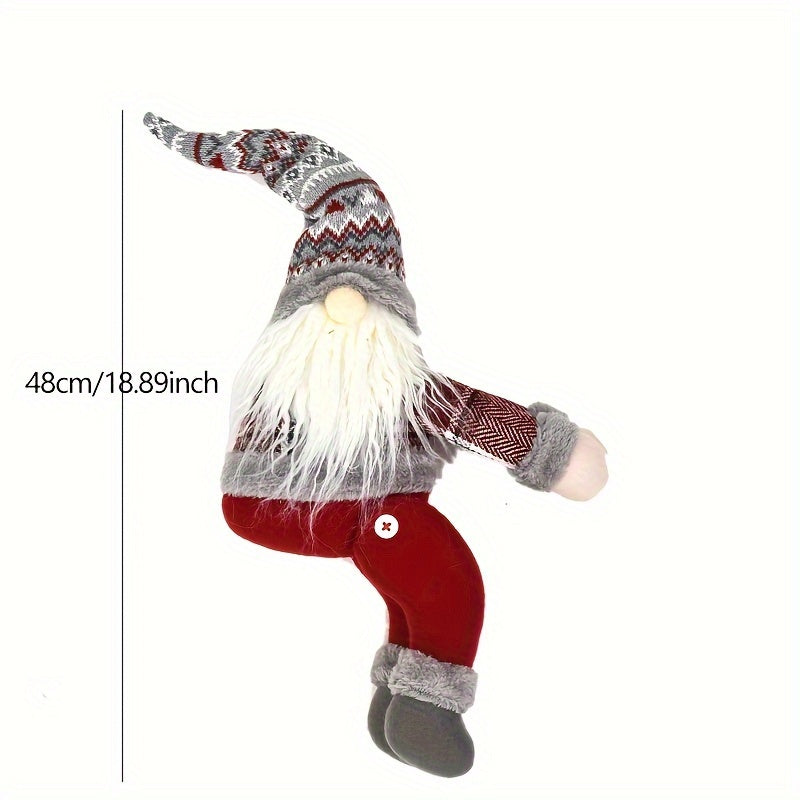 1pc Festive Gnome Christmas Decoration - Red & White Santa Hat, Plaid Scarf, and Cozy Sweater, Perfect for Holiday Home Decor, Tree Topper, and Curtain Tie, Gnome Christmas Decorations House Of Avana