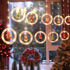 Christmas LED Curtain Lights Set | Santa-Claus, Reindeer, Snowman, And Christmas Tree Designs | Powered, Button Control, Glam Style, Plastic Material House Of Avana