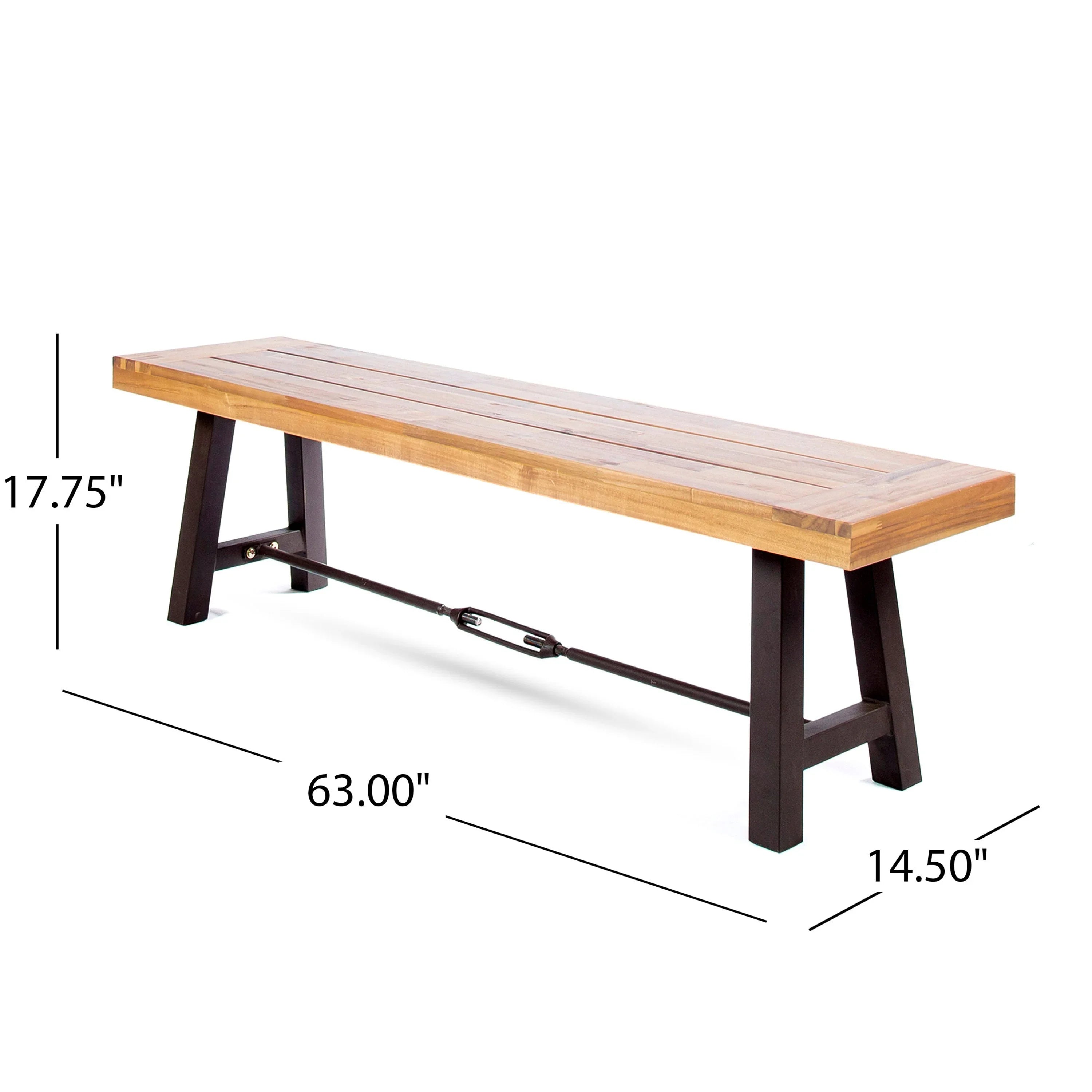 Acacia Wood Outdoor Dining Bench, Patio Backless Bench Streamdale Furniture