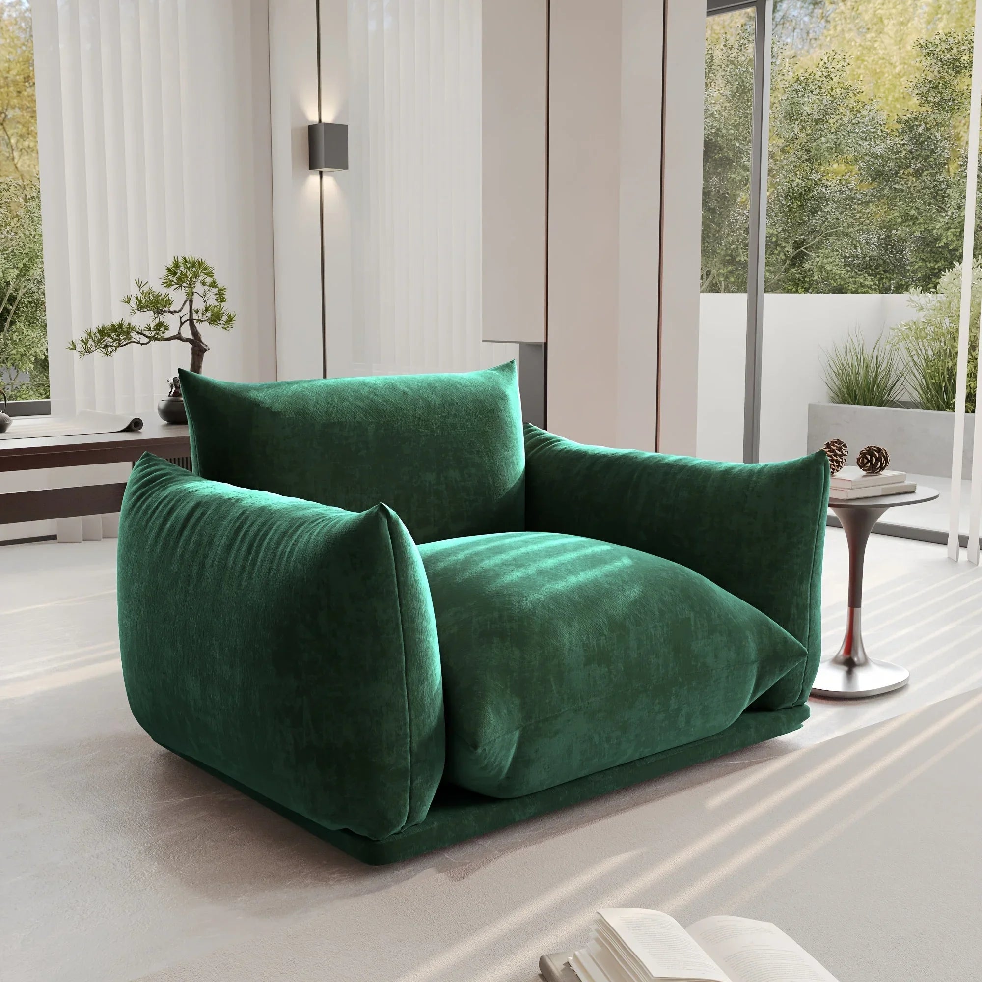 [Modern Chenille Sofa Chair] Modern Chenille Single Sofa Chair, 50.39" Deep Seat Accent Couch for Small Spaces - Living Room, Apartment, Office House Of Avana