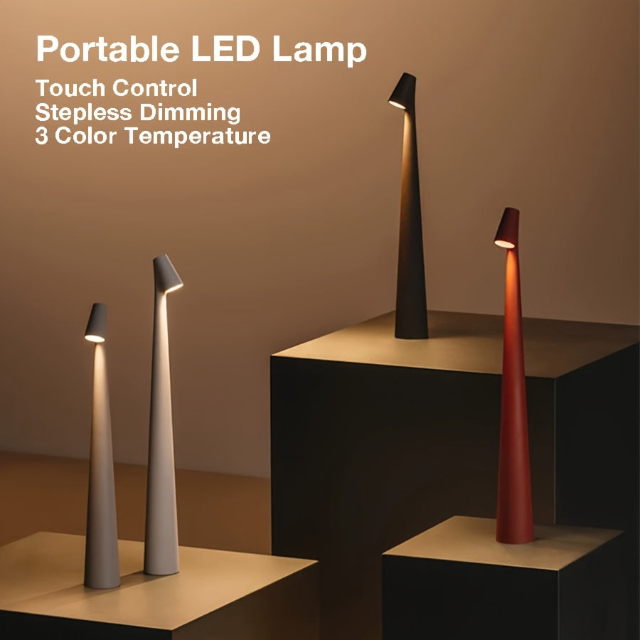 Modern LED Table Lamp with Touch Control - Rechargeable Battery-Powered Desk Light, Matte Black Finish & Adjustable Brightness for Home Office, Living Room, Bedroom Decor, Desk Lamp Rechargeable, Bedroom Lighting, Sleek Desig House Of Avana