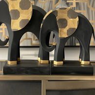 2pc Black Gold Elephant Statue Decor House Of Avana