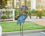 2pc Blue Gold Metal Crane Garden Statue Set House Of Avana