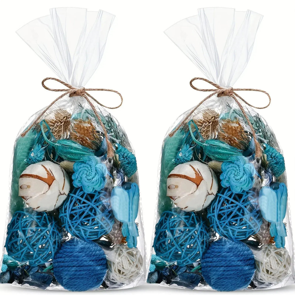 S Natural Recycled Wood Decorative Balls & Rattan Twigs - Blue Series Charming Style Assorted Spherical... - House Of Avana