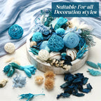 S Natural Recycled Wood Decorative Balls & Rattan Twigs - Blue Series Charming Style Assorted Spherical... - House Of Avana
