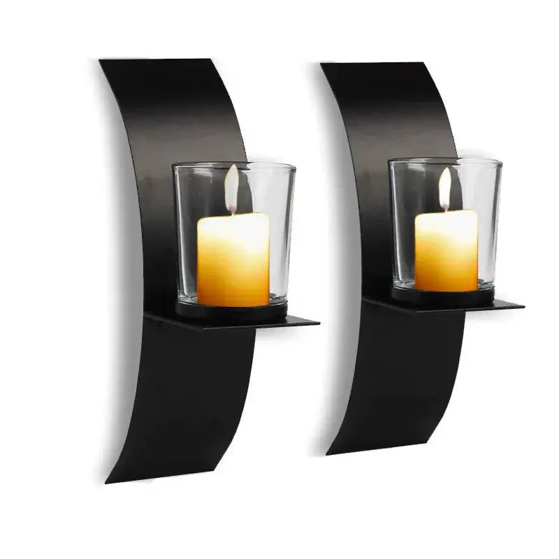 S, Wall Sconce Candle Holder, 3d Curved Wall Candle Holder, Black Iron Candle Holder, Wall Hanging... - House Of Avana [[SKU:HOA-WAL-063]]