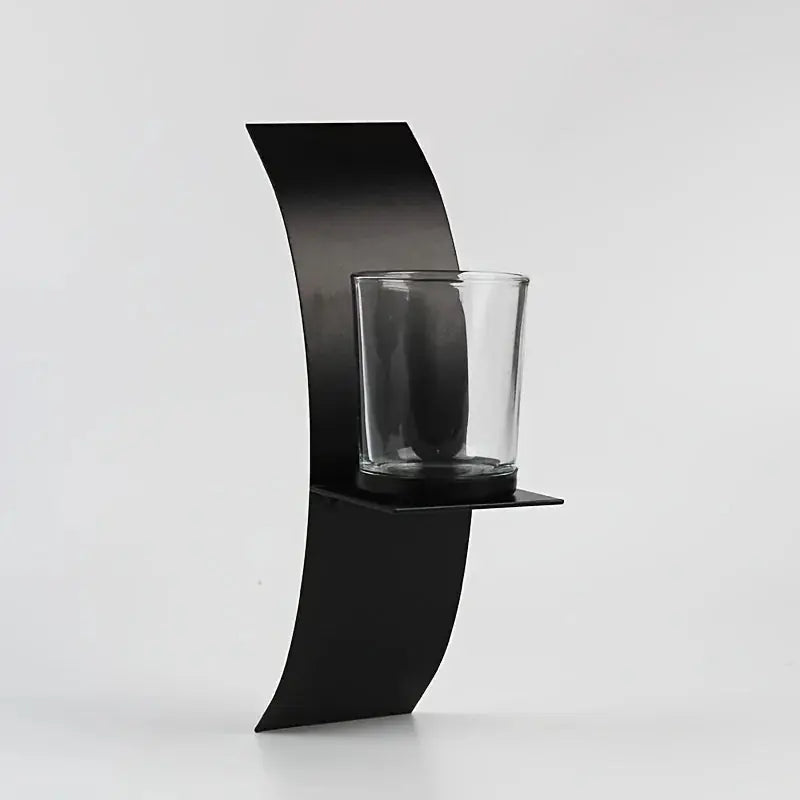 S, Wall Sconce Candle Holder, 3d Curved Wall Candle Holder, Black Iron Candle Holder, Wall Hanging... - House Of Avana