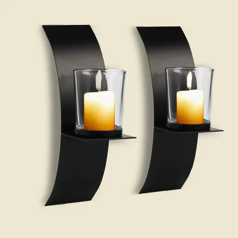 S, Wall Sconce Candle Holder, 3d Curved Wall Candle Holder, Black Iron Candle Holder, Wall Hanging... - House Of Avana