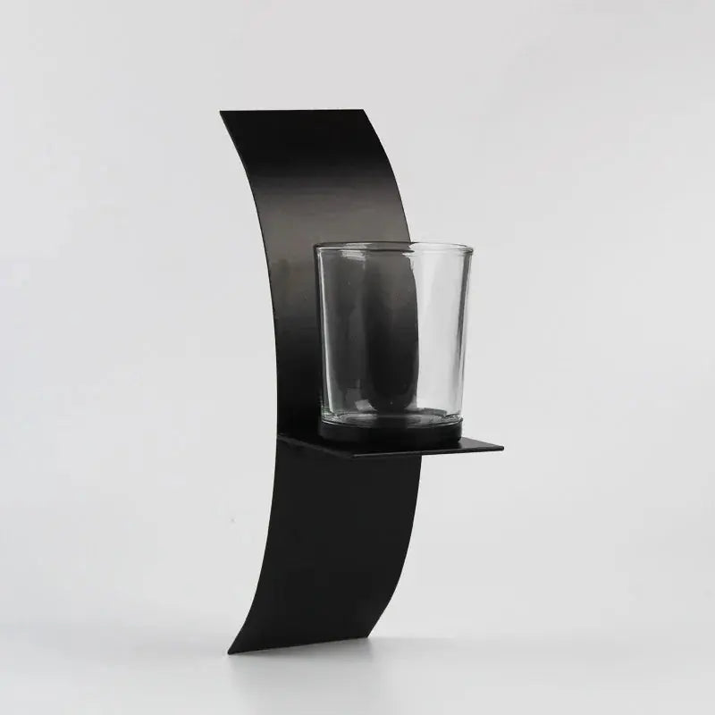S, Wall Sconce Candle Holder, 3d Curved Wall Candle Holder, Black Iron Candle Holder, Wall Hanging... - House Of Avana