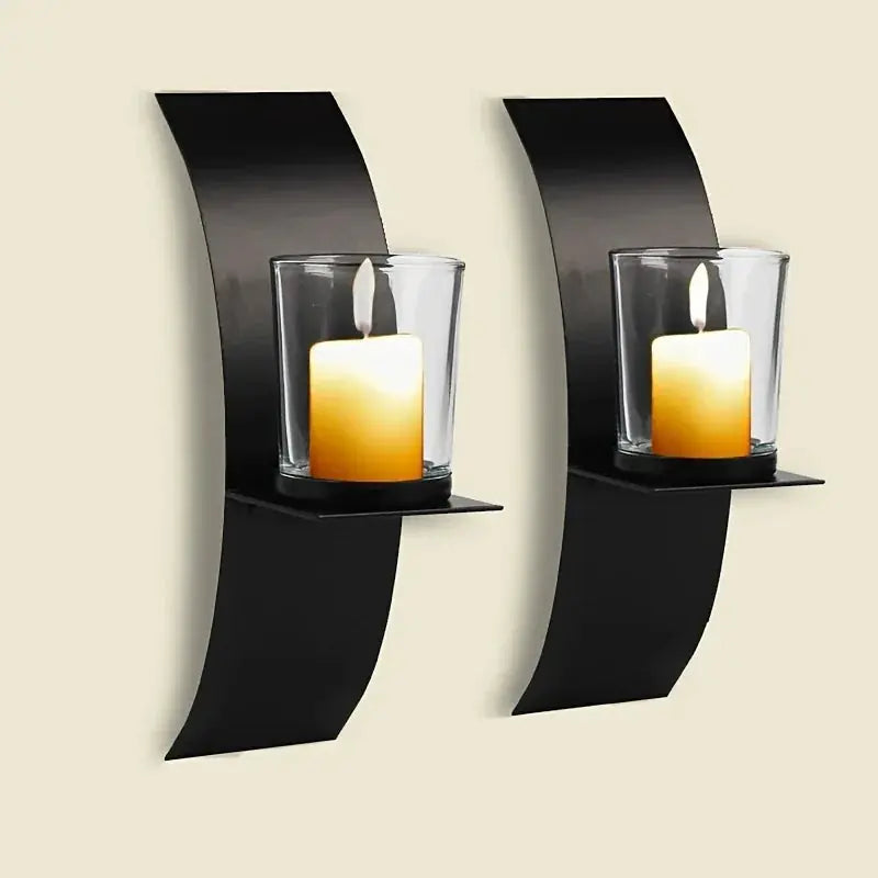 S, Wall Sconce Candle Holder, 3d Curved Wall Candle Holder, Black Iron Candle Holder, Wall Hanging... - House Of Avana