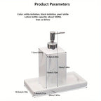S Bathroom Accessory Set, Marble Look, 500ml Soap Dispenser with Matching Tray, Elegant Countertop... - House Of Avana
