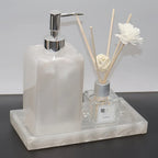 S Bathroom Accessory Set, Marble Look, 500ml Soap Dispenser with Matching Tray, Elegant Countertop... - House Of Avana