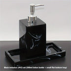 S Bathroom Accessory Set, Marble Look, 500ml Soap Dispenser with Matching Tray, Elegant Countertop... - House Of Avana