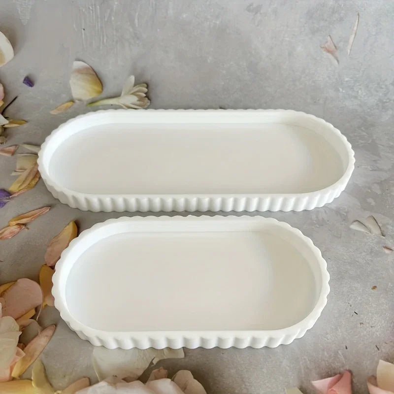 S Bathroom Vanity Tray, 19.81cm and 29.97cm Marble Pattern Bathroom Trays for Counter, Perfume Key... - House Of Avana