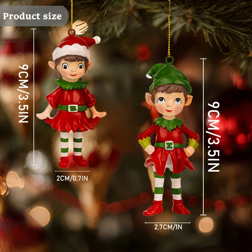 2pcs Christmas Gnome 3D Hanging Ornaments, Gnome 3D Sculpture Resin Decorations, Christmas Gift and Christmas Tree Ornaments, for Christmas Tree, Dining Room, Holiday Shoppers, Home Decorators, Handcrafted Details, Festive De House Of Avana