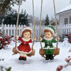 2pcs of home Christmas swing boy and girl pendants, home wall hanging statue decorations, Christmas tree decoration pendants, family holiday window sill decorations, creative garden courtyard decorations, suitable for Christm House Of Avana
