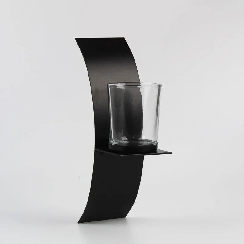 S, Wall Sconce Candle Holder, 3d Curved Wall Candle Holder, Black Iron Candle Holder, Wall Hanging... - House Of Avana