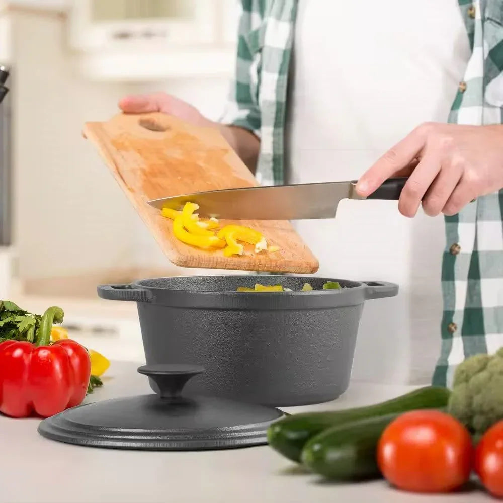 3.4 Quart Pre-Seasonded Cast Iron Dutch Oven with Handles and Lid