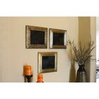 3 Piece Brass Clad Wood Picture Frame Set, side view - House Of Avana