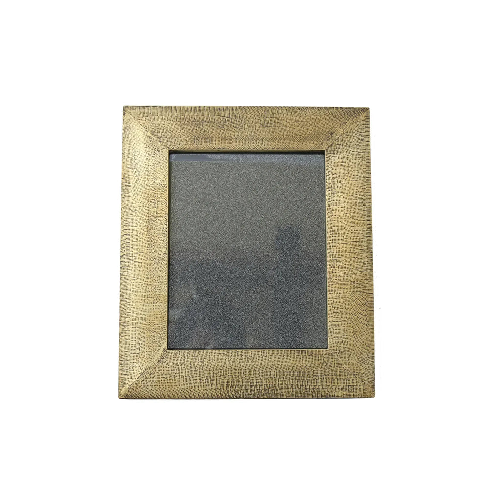 3 Piece Brass Clad Wood Picture Frame Set, angled view - House Of Avana