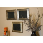 3 Piece Brass Clad Wood Picture Frame Set, front view - House Of Avana