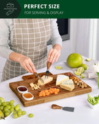 Cheese Board Set w/knives, 16.5“x11”, Brown Royal Craft Wood