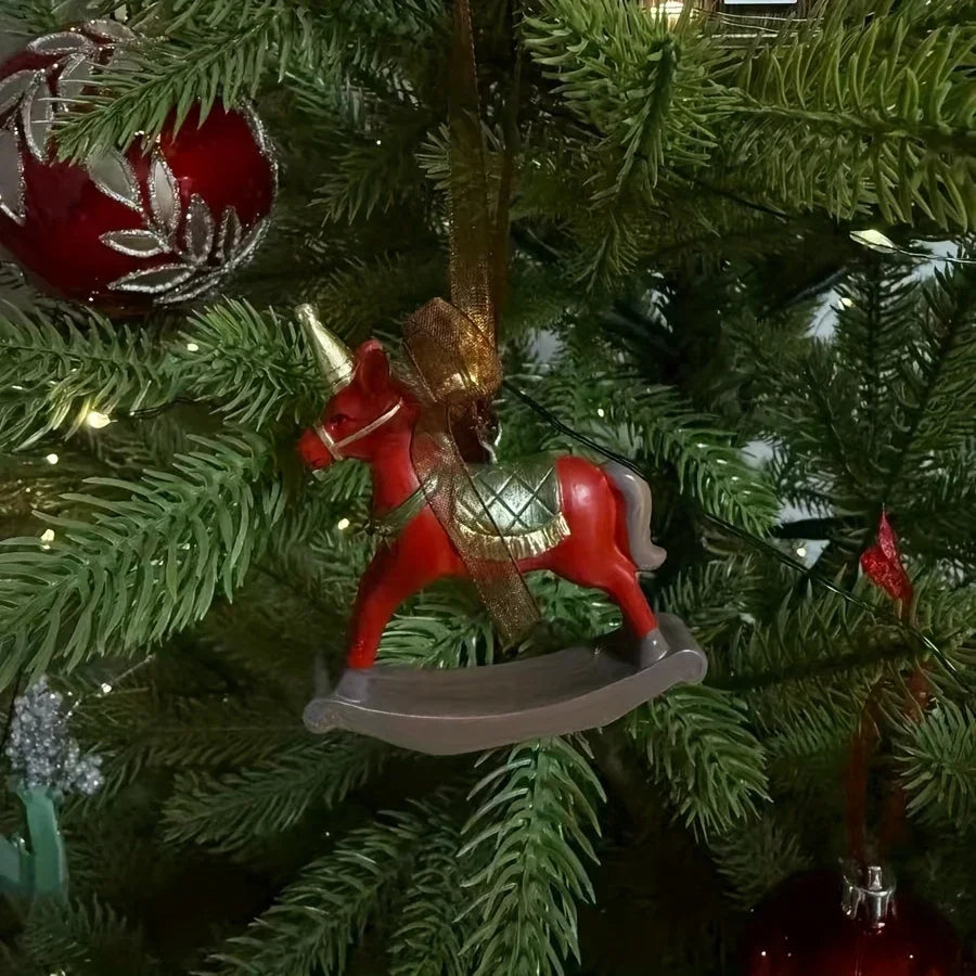 3 different shapes of wreath Christmas tree decoration pendants, resin material (with horses, bells, socks), with ribbons, pine cones and other decorations; suitable for Christmas tree decoration or room wall decoration, holi House Of Avana