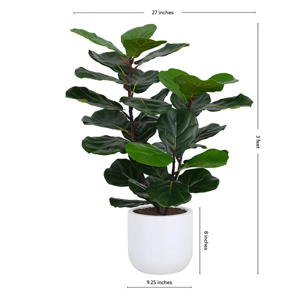 3' Faux Potted Fiddle Leaf Fig Tree, angled view - House Of Avana