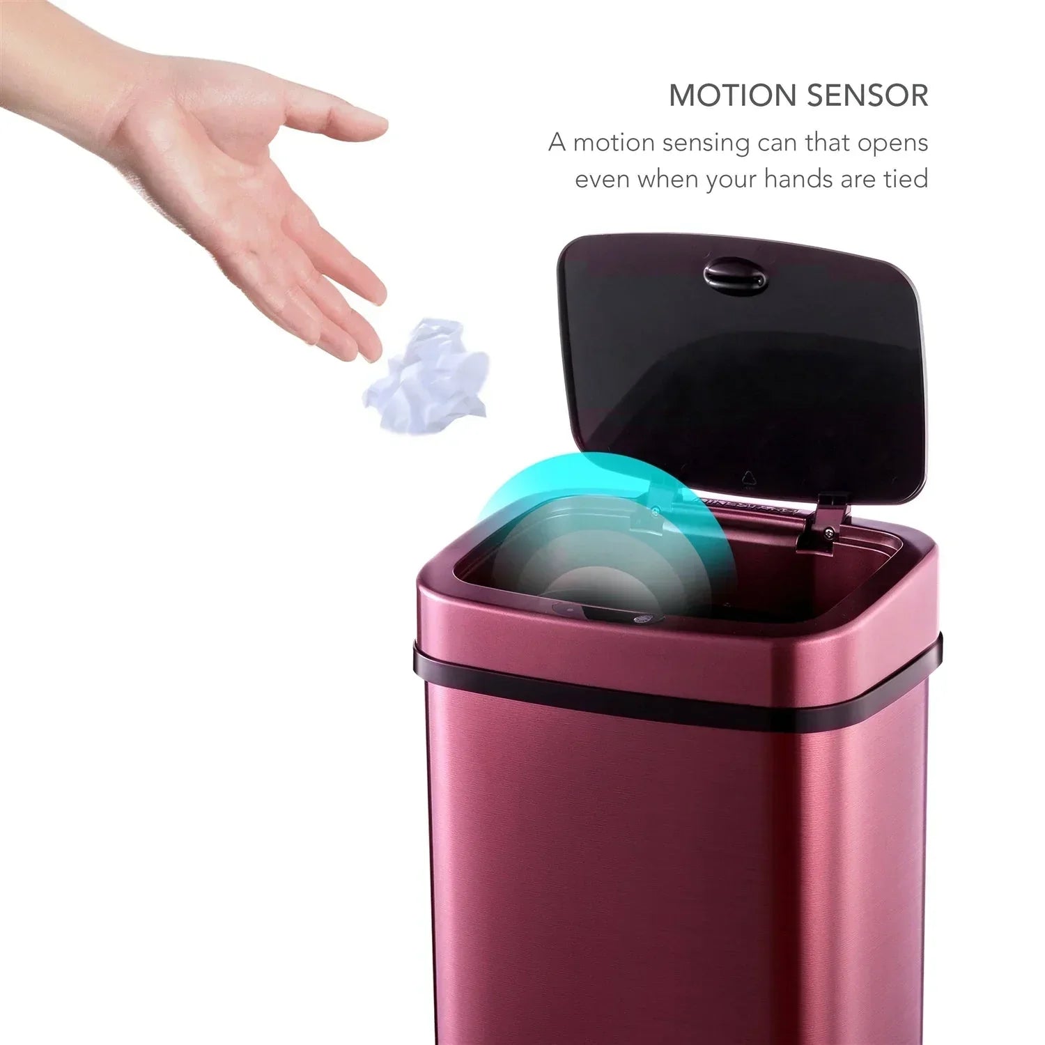 3-Gallon Motion Sensor Touchless Stainless Steel Trash Can in Burgundy Copper