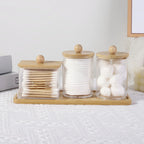 3-pack Clear Acrylic Apothecary Jars with Bamboo Lids - Refillable Bathroom Organizers for Balls, Swabs,... - House Of Avana