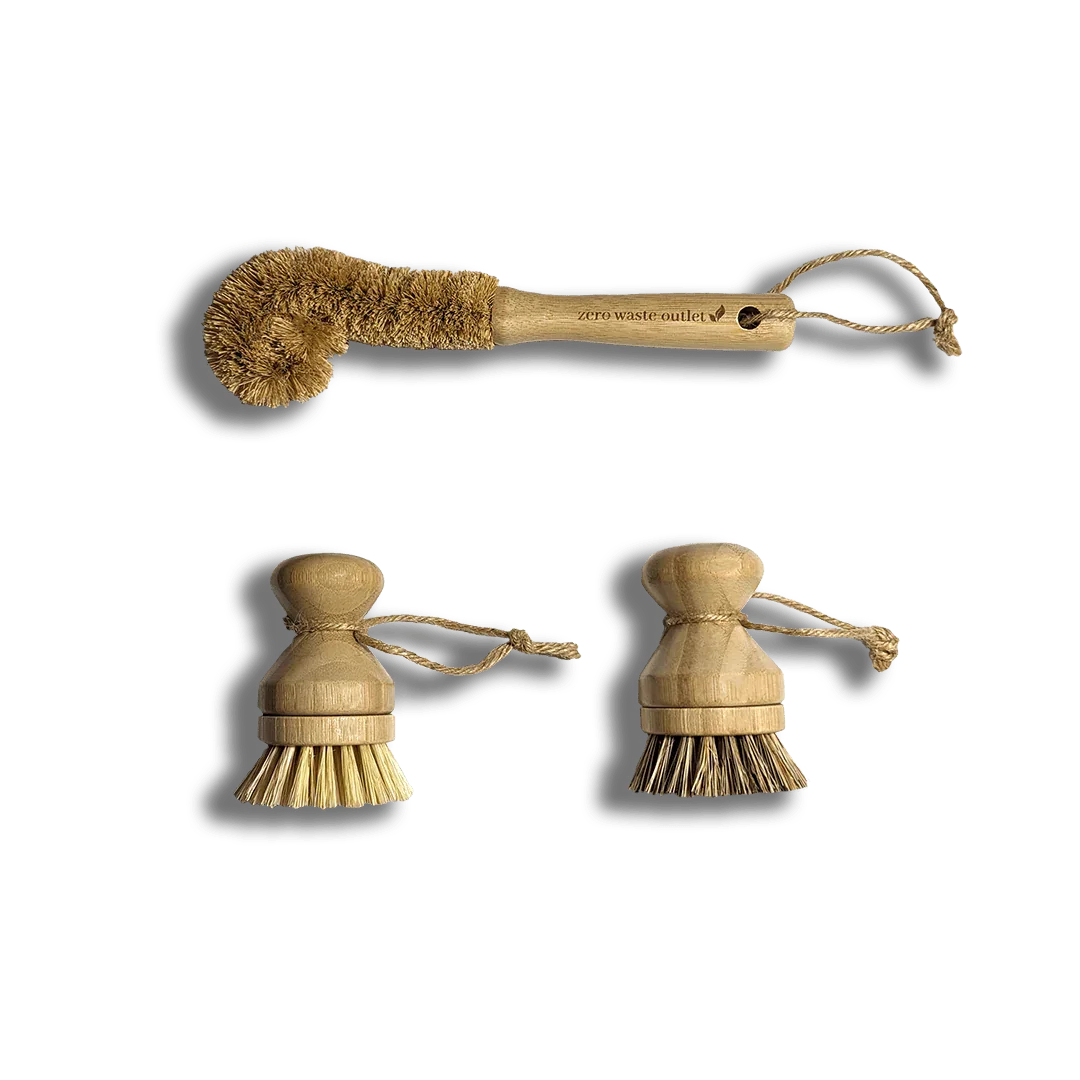 3-Piece Sink Brush Set Zero Waste Outlet
