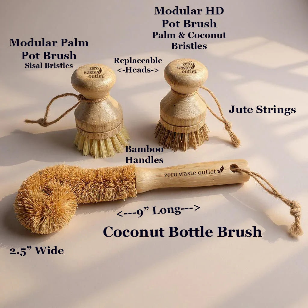 3-Piece Sink Brush Set Zero Waste Outlet