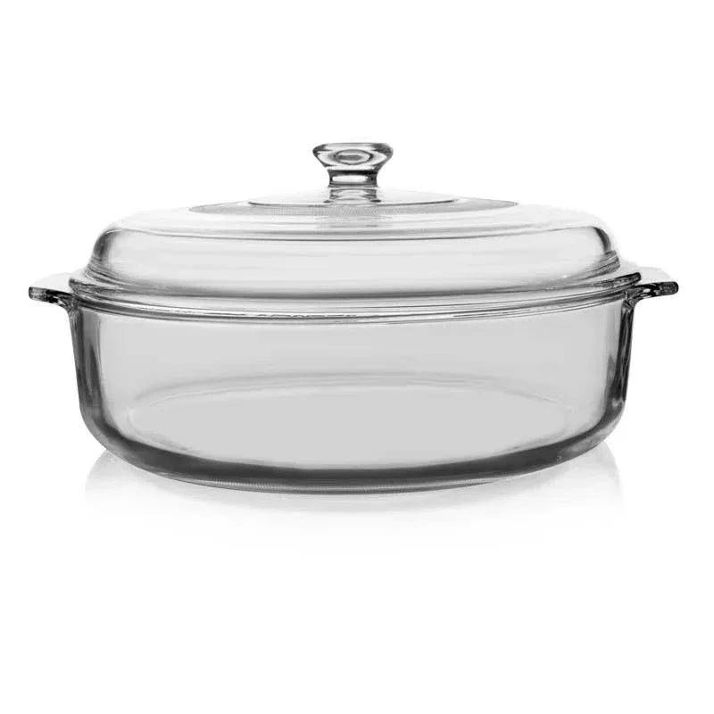 3-Quart Glass Bakeware Casserole Dish Dutch Oven with Oven-Safe Glass Lid