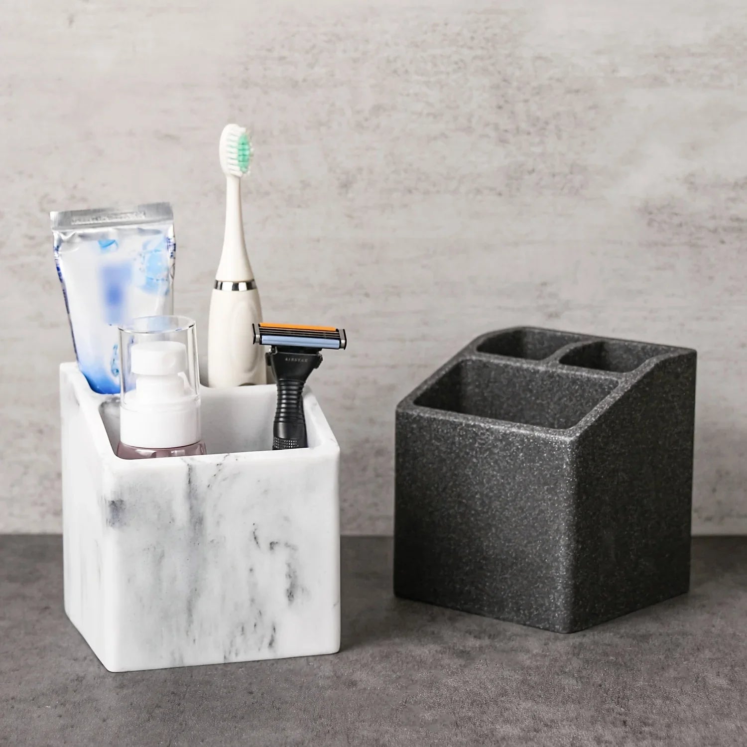3-slot Toothbrush Holder with Drain Hole - Durable Resin Bathroom Organizer for Toothpaste &... - House Of Avana