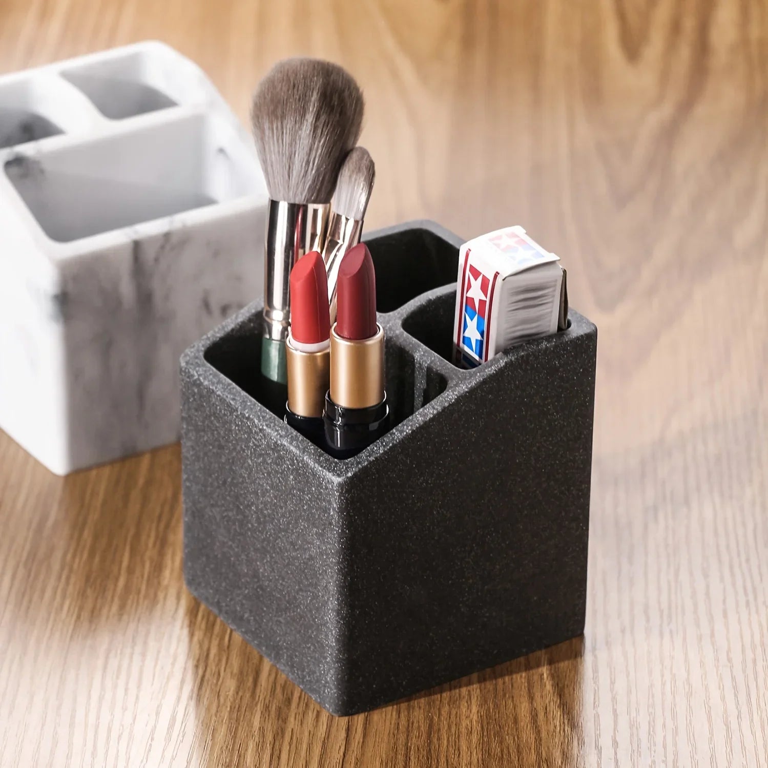 3-slot Toothbrush Holder with Drain Hole - Durable Resin Bathroom Organizer for Toothpaste &... - House Of Avana