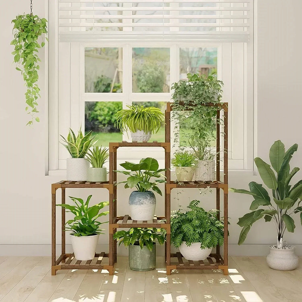 3-Tier Indoor Outdoor Wooden Plant Stand Planter Shelf
