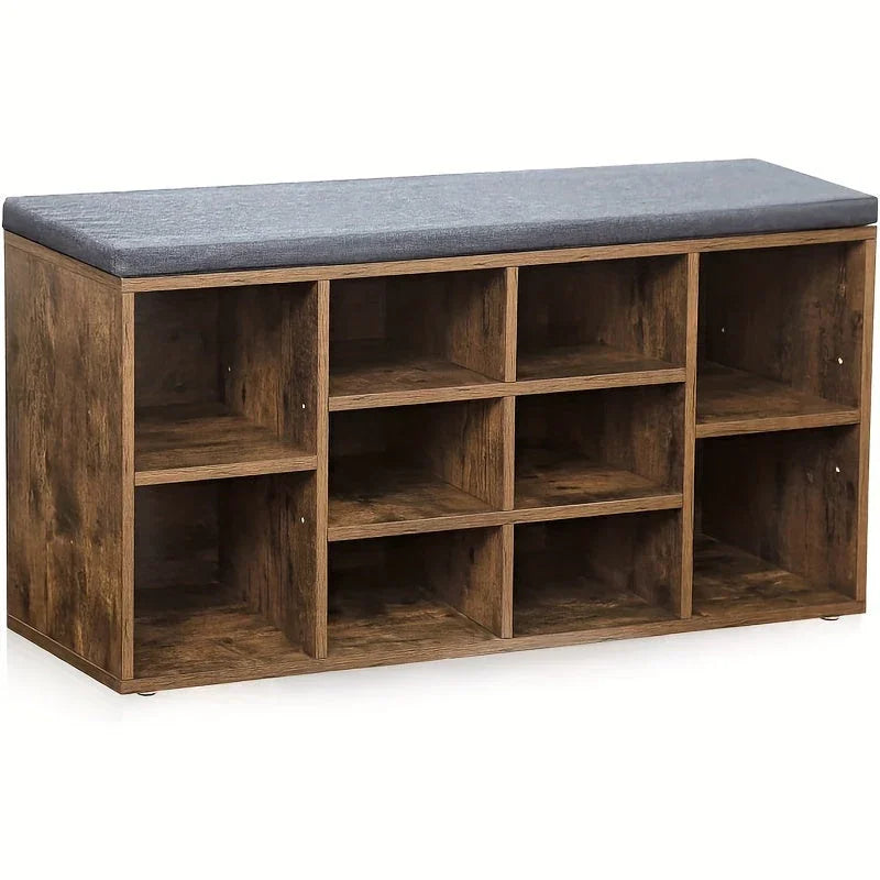 Shoe Storage Bench, Entryway Bench with Storage, 3-Tier Shoe Rack Bench 10 Cubbies Adjustable Shelves Shoe Organizer Shelf for Hallway Front Door Living Room Bedroom House Of Avana