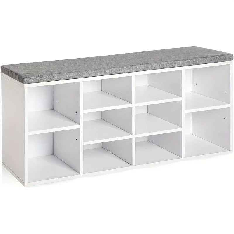Shoe Storage Bench, Entryway Bench with Storage, 3-Tier Shoe Rack Bench 10 Cubbies Adjustable Shelves Shoe Organizer Shelf for Hallway Front Door Living Room Bedroom House Of Avana