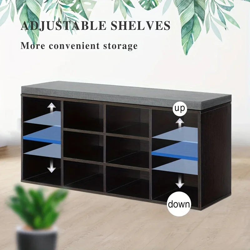 Shoe Storage Bench, Entryway Bench with Storage, 3-Tier Shoe Rack Bench 10 Cubbies Adjustable Shelves Shoe Organizer Shelf for Hallway Front Door Living Room Bedroom House Of Avana