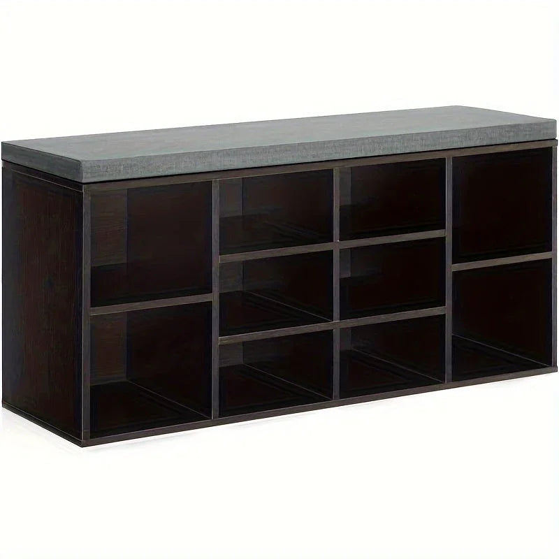 Shoe Storage Bench, Entryway Bench with Storage, 3-Tier Shoe Rack Bench 10 Cubbies Adjustable Shelves Shoe Organizer Shelf for Hallway Front Door Living Room Bedroom House Of Avana