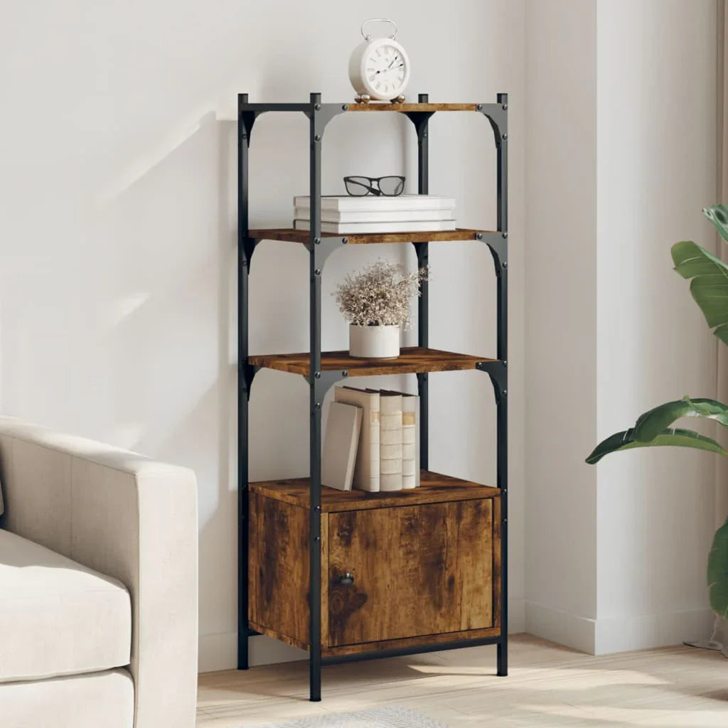 Bookcase 3-Tier Smoked Oak 41x30x109.5 cm Engineered Wood House Of Avana