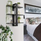 [3-Tier Walnut Shelf] 3-Tier Walnut Wood Floating Shelf with Drawers | Large Wall-Mounted Storage for Bedroom, Living Room, Office, Bathroom | Perfect for Plants, Photos, and Home Decor, Classic Design, Natural Wood Finish House Of Avana