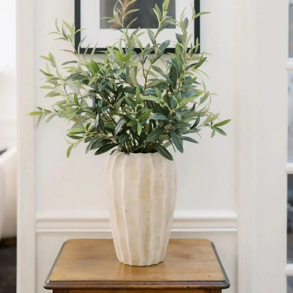 30" Faux Olive Arrangement in Artisan Vase, detail shot - House Of Avana