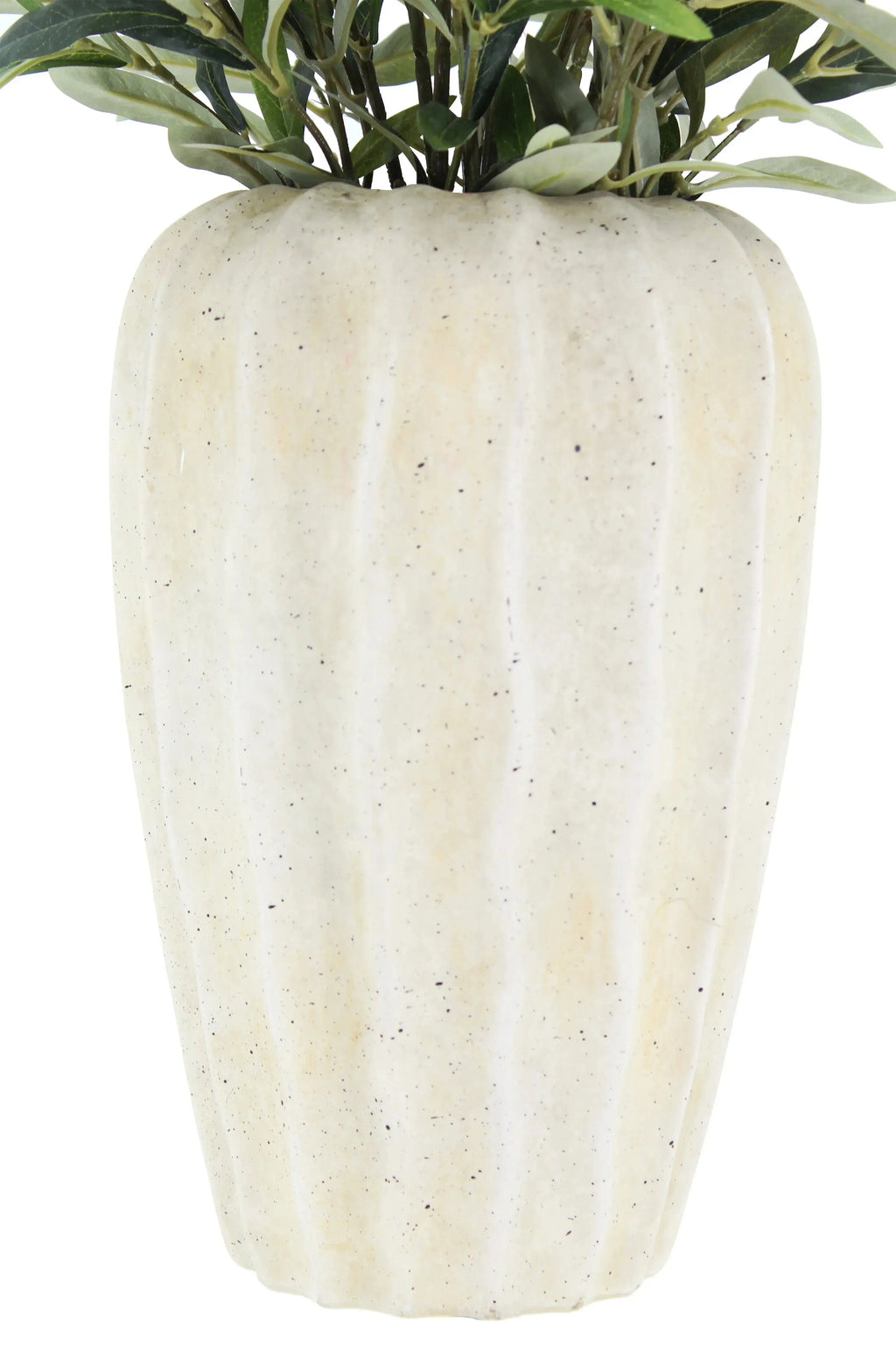 30" Faux Olive Arrangement in Artisan Vase, top view - House Of Avana