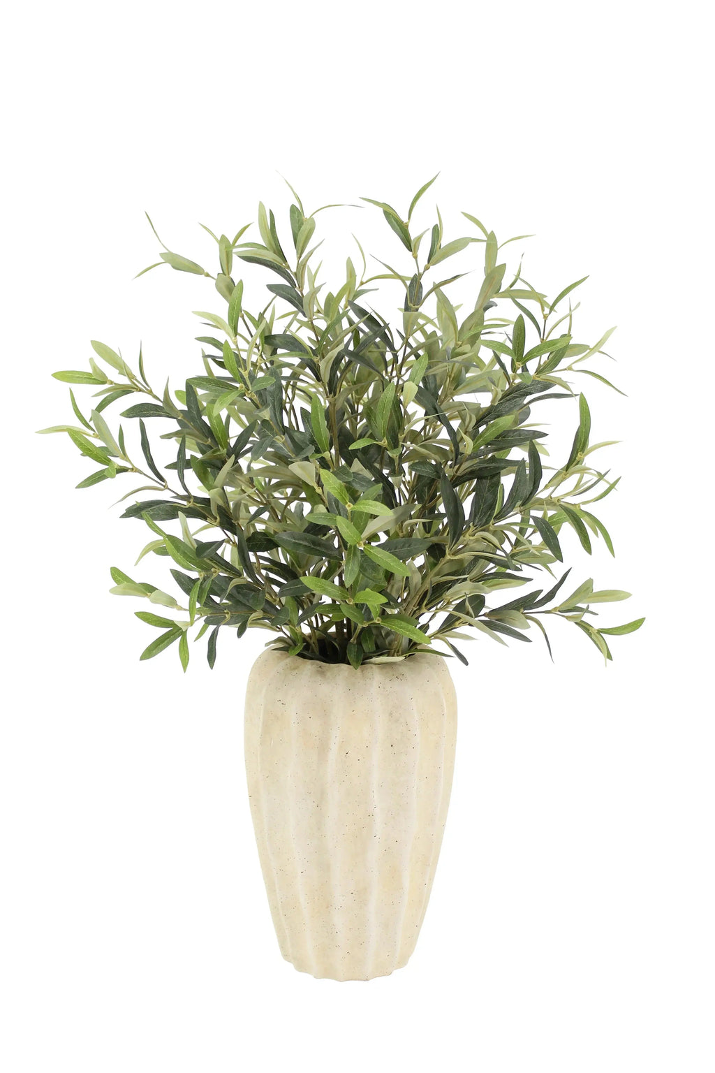 30" Faux Olive Arrangement in Artisan Vase, angled view - House Of Avana