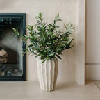 30" Faux Olive Arrangement in Artisan Vase, back view - House Of Avana