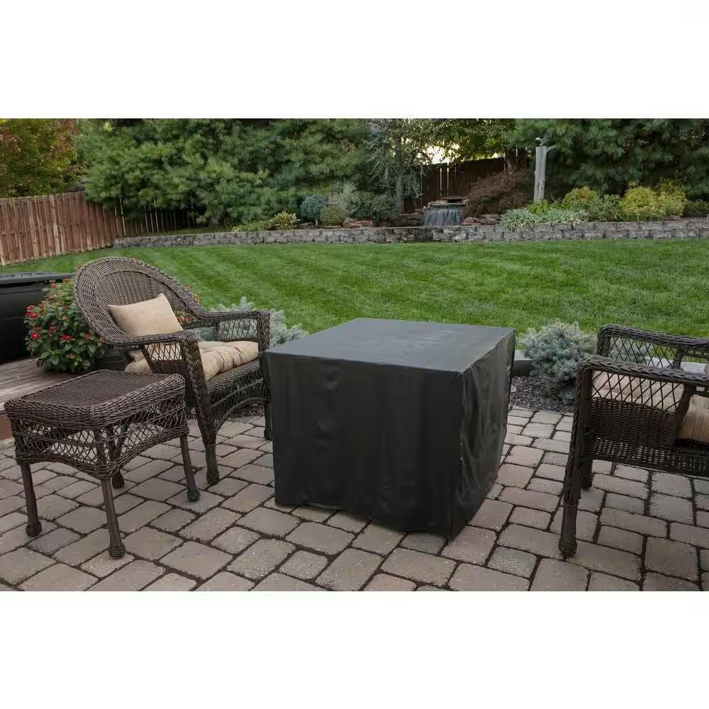 30-inch Outdoor Bronze LP Propane Gas Fire Pit with Lava Rocks and Cover