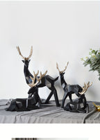 Modern Minimalist Resin Deer & Reindeer Sculpture - & Golden Abstract Animal Figurine, Elegant Home Decor for Living Room, Bedroom, Office, Christmas, Indoor Decoration, Scandinavian Style, Decorative Figurine, Office Decorat House Of Avana