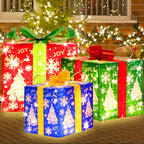70 LED Christmas Set Of 3 Lighted Gift Boxes Decorations , Warm White Lights with Flasher , Decorative Boxes , Christmas Tree Skirt Ornament , for Holiday Party Christmas House Of Avana