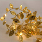 3m/30LED Golden Leaf Garland Fairy Lights, Warm White String Lighting, Battery Operated (2x Not Included), Elegant Decoration for Home, Christmas, Thanksgiving, Table, Weddings, Artificial Plant Decor - No Feathers, No Batter House Of Avana